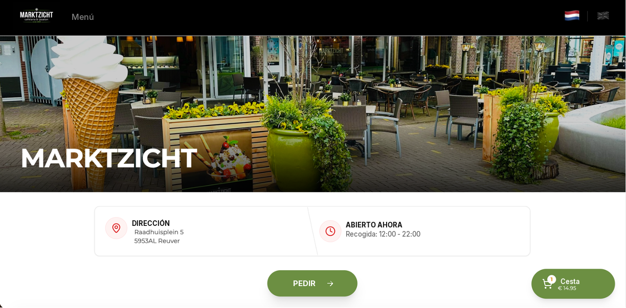 Web de pedidos en escritorio
