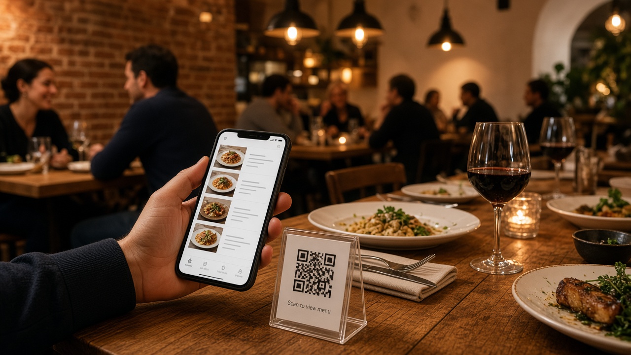 Un cliente escanea un QR en la mesa y pide en el teléfono